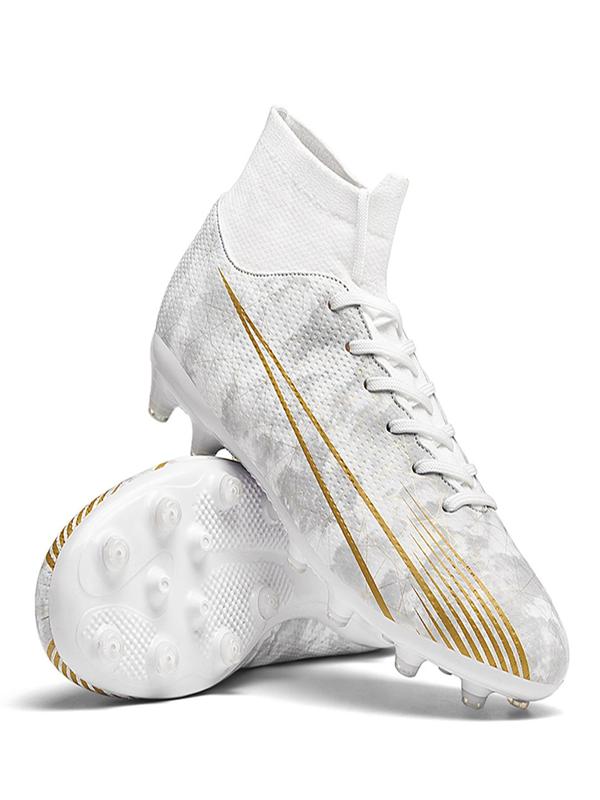 New Arrival Summer Striped High Top Professional Soccer Shoes, Lace Up Non-slip Sneakers for Training Match Practice, Athletic Sports Shoes for All Seasons 7