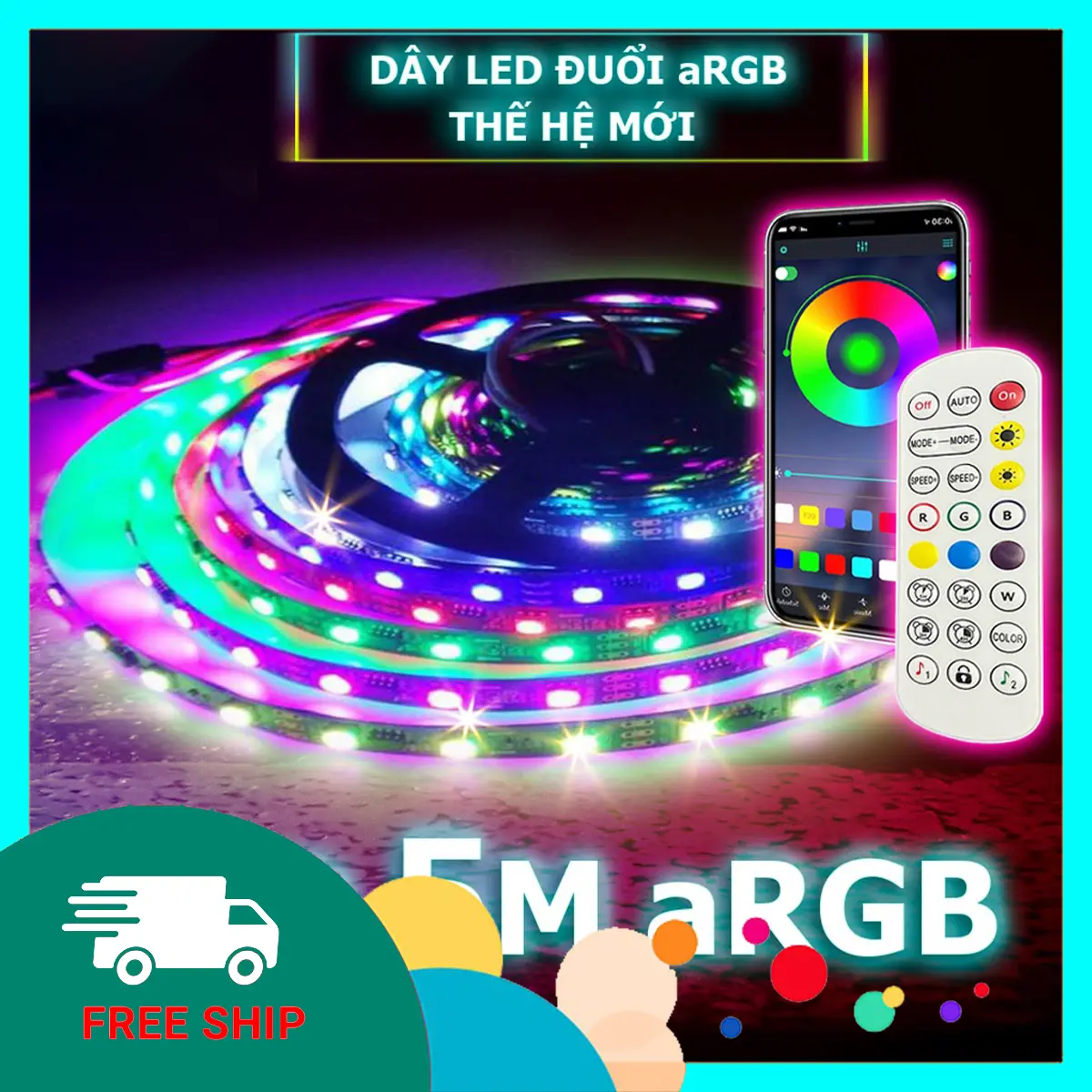 LED ĐUỔI ARGB CẢM ỨNG ÂM THANH GIỌNG NÓI - NHÁY THEO NHẠC
