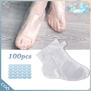 -100pcs- Sarung Kaki Disposable PE Transparan Kuat Dan Tipis Dengan Perekat Untuk Perawatan Harian