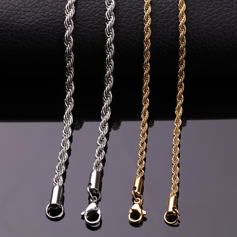 Dây Chuyền Xương Đòn Thời Trang, Dành Cho Nam Và Nữ, Phong Cách Hip Hop, Giữ Màu, Thép Titan Mạ Điện Điện, Dây Chuyền Xoắn Vàng, Vòng Cổ Xoắn Bằng Thép Không Gỉ 2