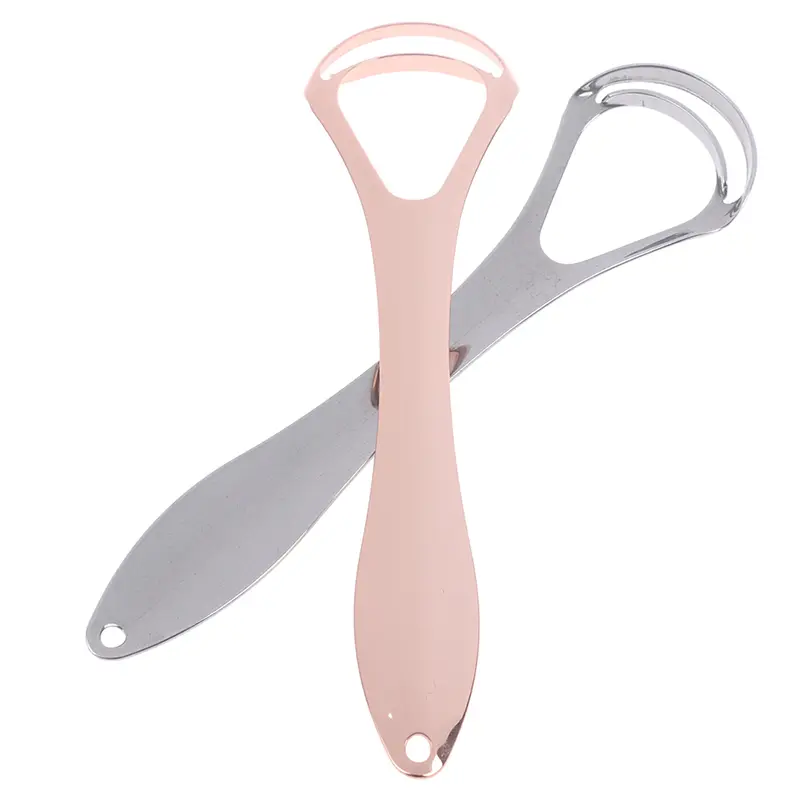 Double Layer Tongue Scraper Stainless Steel Oral Tongue Cleaner Mouth Brush