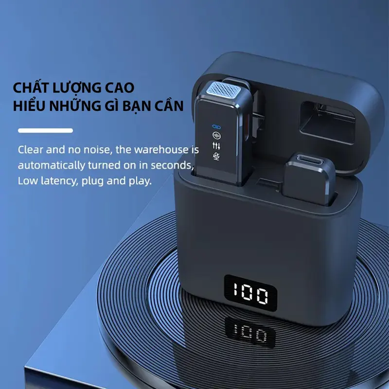 Mic Thu Âm không dây GAERU M3 PRO Cao Cấp, có hộp sạc, 1 mic hoặc 2 mic khử ồn mạnh mẽ cho Táo và Android micro  không 3