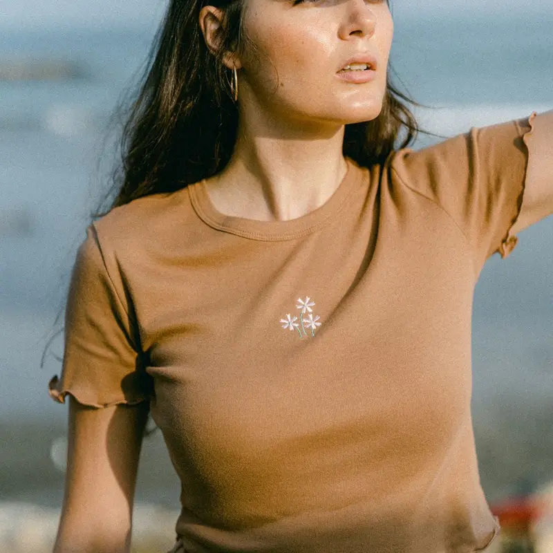 Polaidn Curly Crop Top-Atasan Wanita Lengan Pendek 2