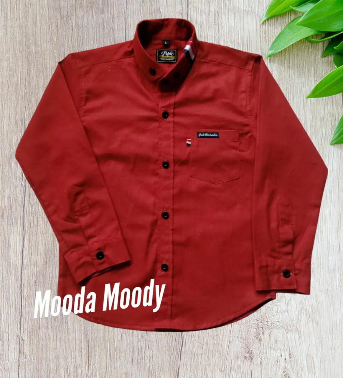 Mooda Moody - Kemeja anak Laki Laki Lengan Panjang Warna Merah Bata/ Kemeja Anak Warna terrakota Fashion