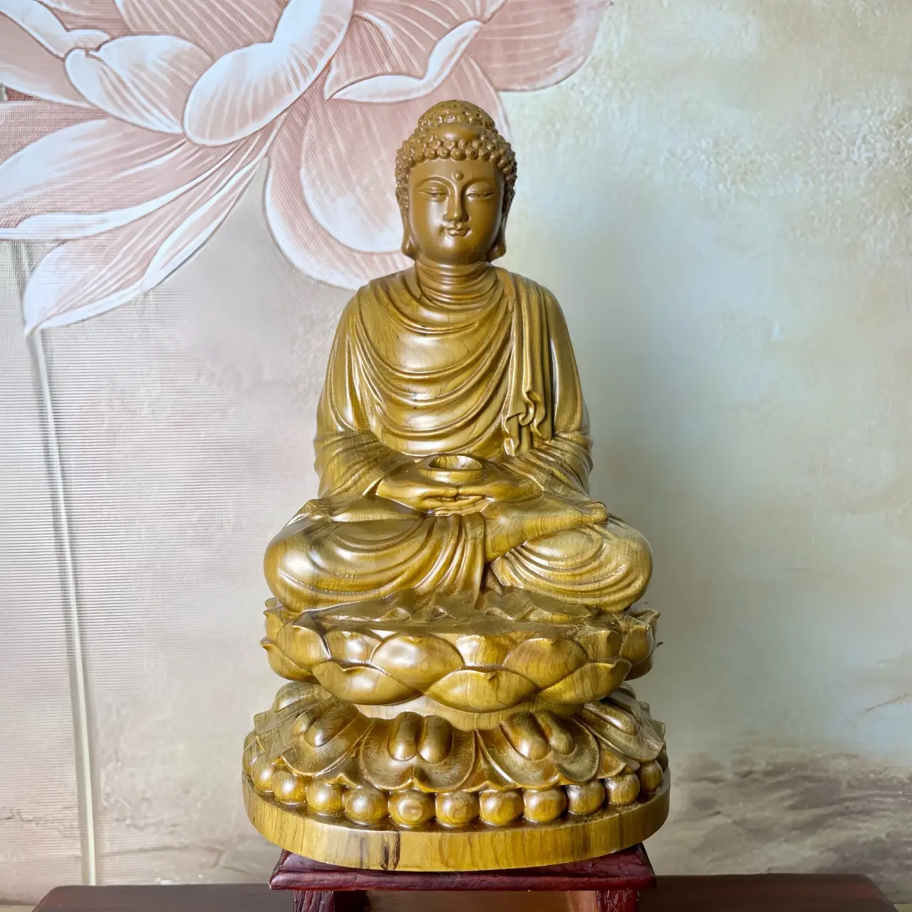 Tượng Phật Thích Ca Mâu Ni Gỗ Bách Xanh Cao 15cm Mùi Hương Thơm