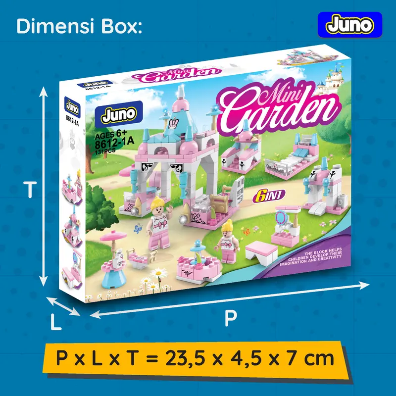 Mainan Balok juno 8612-1A | Mini Garden 6in1 | Mainan Balok Anak Rumah Istana Princess 1