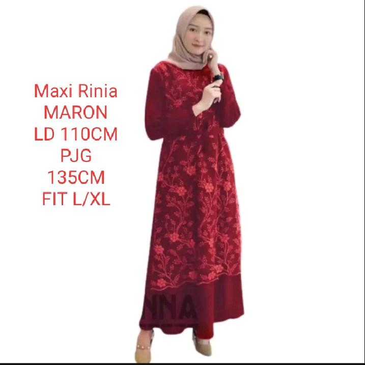 GAMIS BRUKAT SIMPELl/Maxi RINIA /Maxi BUSUI/GAMIS WANITA SELETING DEPAN Fit Formal Maxi  Muslim  Tile  Mutiara Formal Nyaman Dress Kondangan Variasi Pesta Mewah 2