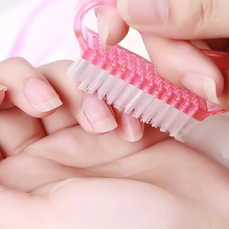 2pcs Random Color Nail Cleaning Brush, Plastic Dust Clean Brush, Soft Pedicure Rectangular Head Clear Nail Manicure Tool 5