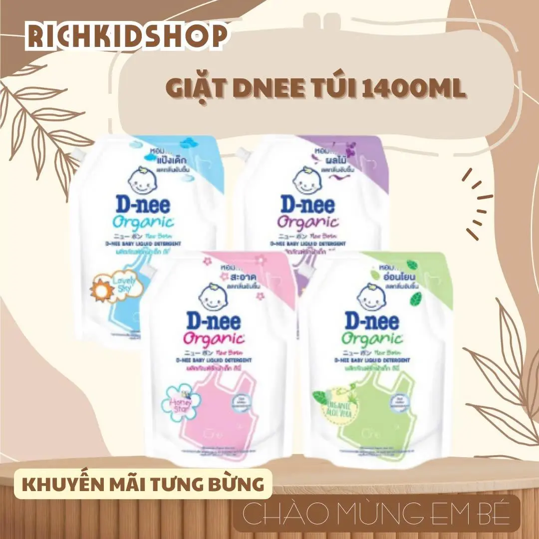 CFV6535 - (Combo 6 túi 1400ml) Nước giặt Dnee NĐ Thái túi chiết xuất tự nhiên với hương thơm nhẹ nhàng