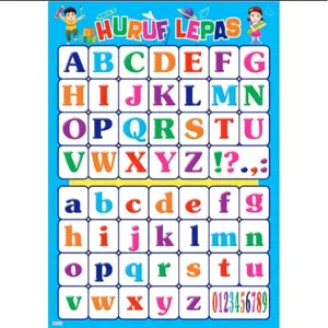 Poster Edukasi Anak Huruf Angka Hijaiyah dll Ukuran 35cm x 50cm Gambar Unik untuk Belajar