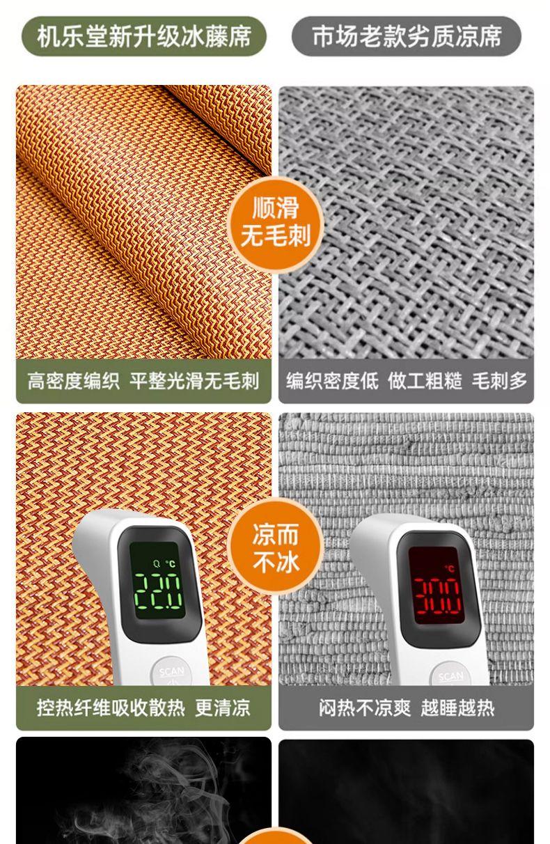 Product Introduction of [Accumulated Hot Sale 99.99 Million + Pieces] Lehome High-End Double-Sided Rattan Mat Three-Piece Set of Summer Sleeping Mat Ice Silk Mat Foldable Student Household Dormitory Summer 3