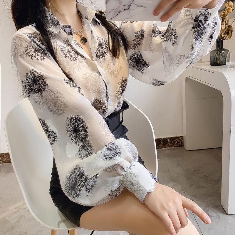 Áo Sơ Mi Voan Dài Tay Cho Nữ Thời Trang Mùa Hè Hàn Quốc Chống Nắng Dành Cho Người Lớn Shirt Top Voi