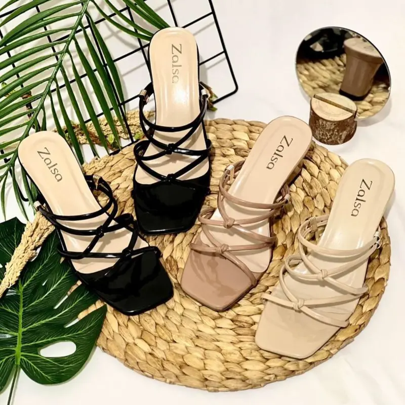 Sendal high heels wanita 5cm Tali silang Sandal 2