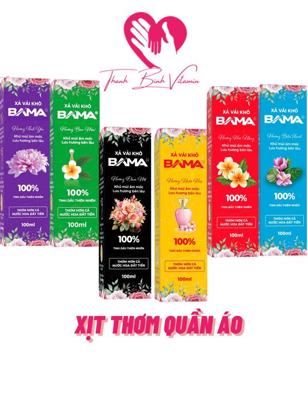 [Mẫu Mới 2024] Nước Xả Vải Khô BAMA, Xịt Thơm Quần Áo, Xịt Thơm Đa Năng 100ml