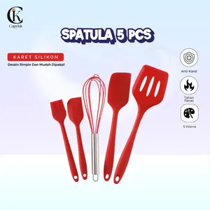 Capykit Spatula Peralatan Masak Sutil Silikon Non Stick Cooking 5 Pcs Kitchenware Spatula Set VS-1808