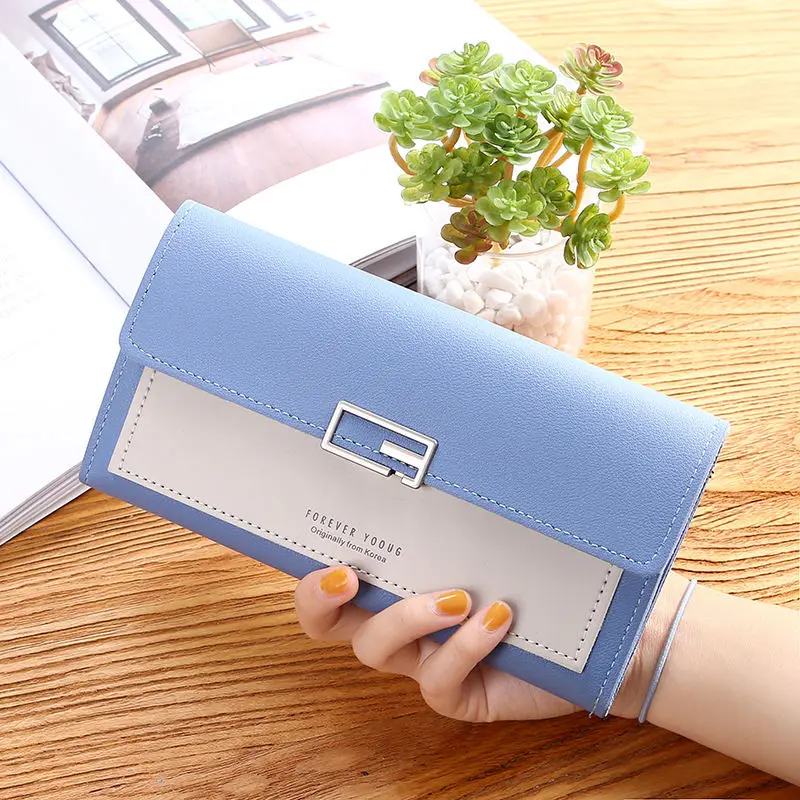 Ví Nữ, Phong Cách Hàn Quốc Mới, Ví Cầm Tay, Ví Gấp Ba Lần Dài, Có Khóa, Nhiều Khe Cắm Thẻ, ví đựng tiền Xu Wallet Hình Chữ Nhật
