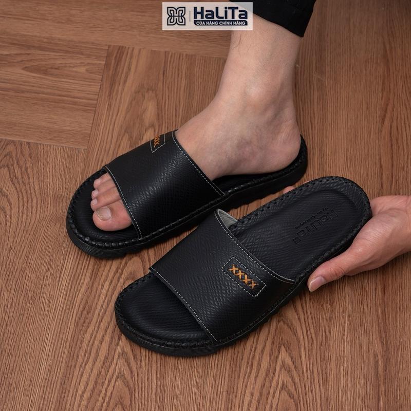 [ HaLiTa ] Dép Nam Đẹp Doctor Da Chống Nhăn Cao Cấp , Hạn Chế Trầy Xước , Đế Cao Su Nhẹ Và Êm , Thiết Kế Răng Cưa Bám Đường Tốt .