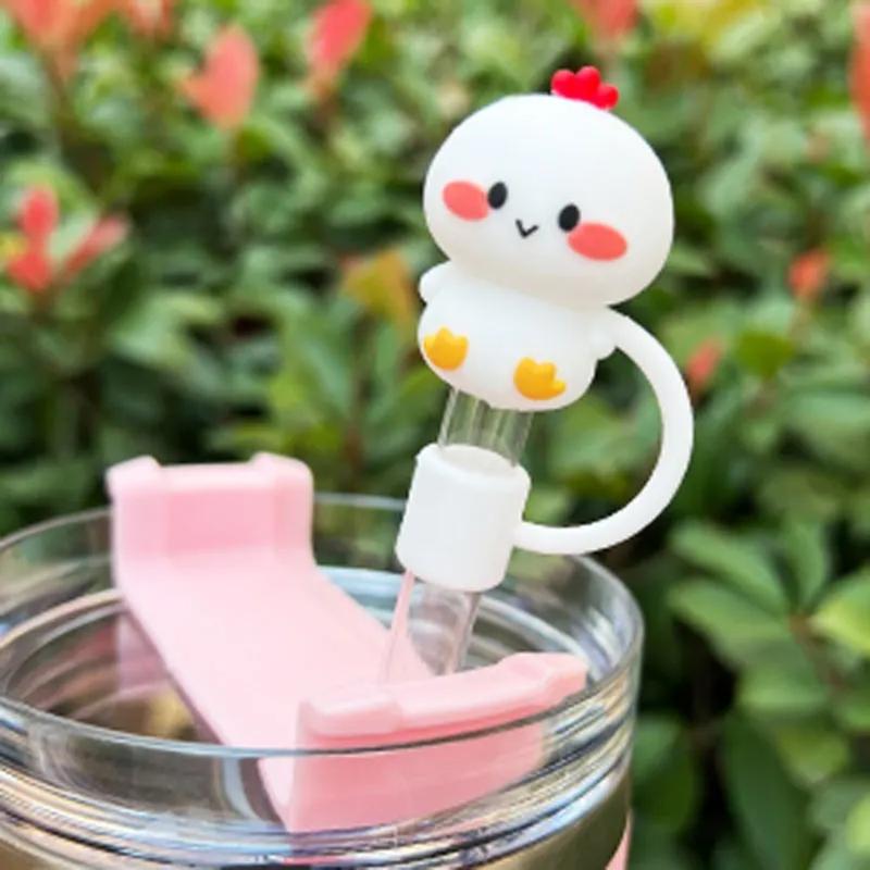 Phụ Kiện Cốc Uống Nước, Topper Ống Hút Hình Động Vật 10Mm, Nắp Ống Hút Silicon Chống Bụi, Đầu Ống Hút Tái Sử Dụng 3D, Thích Hợp Để Uống 3