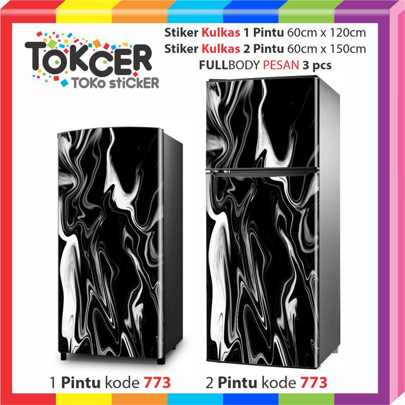 STIKER Kulkas 1 Pintu atau 2 Pintu Motif MARMER MEWAH Keren Sticker 2