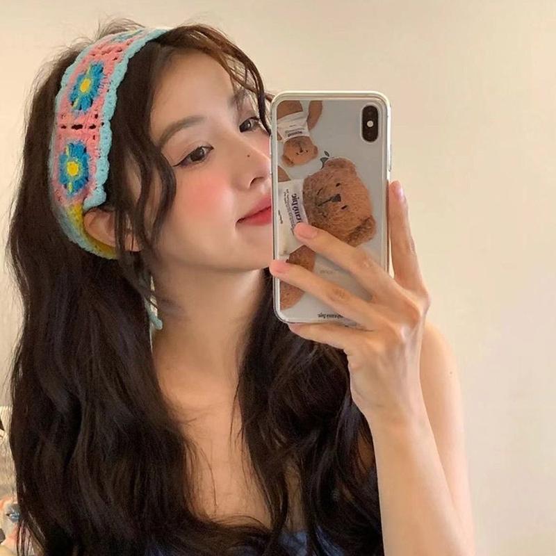 Product Introduction of Colorful Ethnic Style Triangular Headscarf Colorful Dopamine Sweet Hair Bands Knitted Bandanas for Women Girls 10