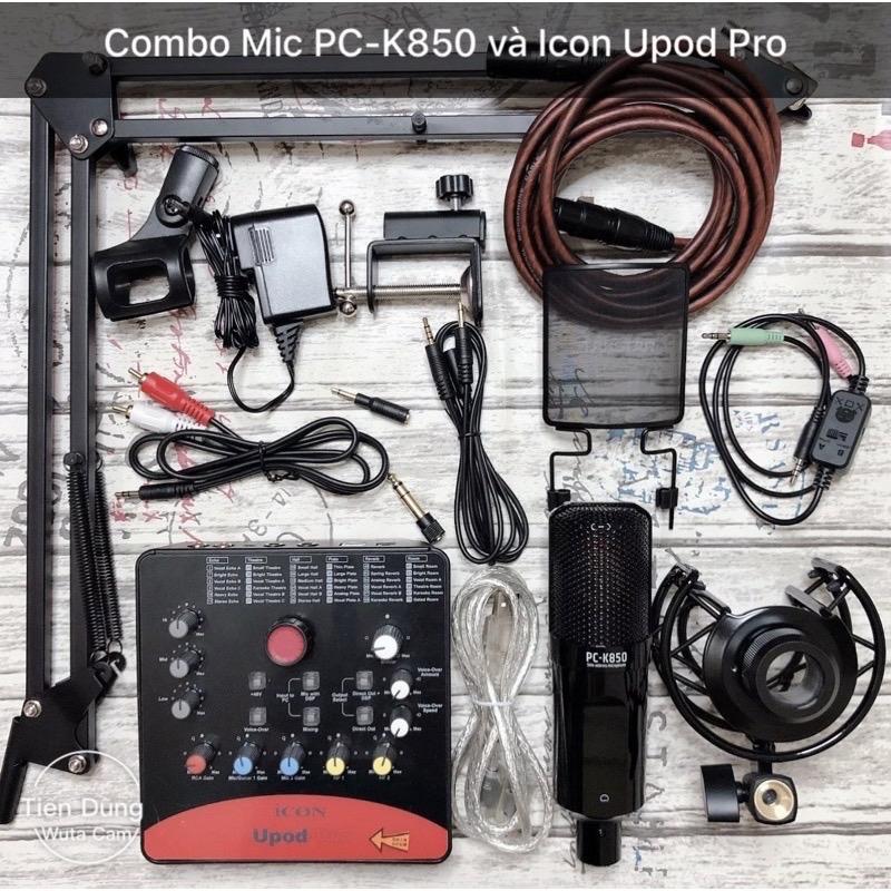 Bộ Cao Cấp Combo Thu Âm Livestream MIC TAKSTAR PC K850 + Card icon upod pro đầy đủ phụ kiện