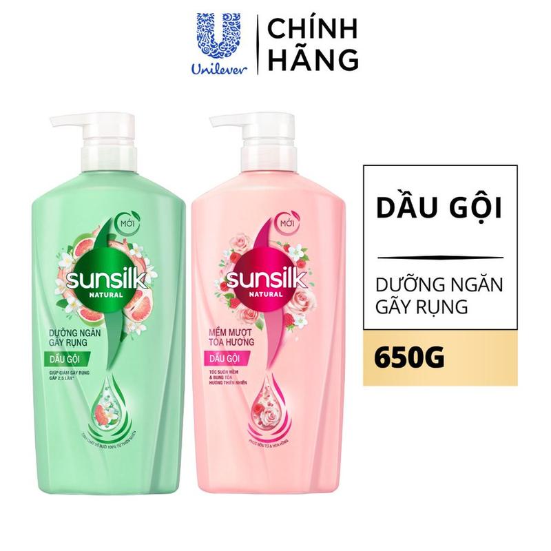 5 Dầu gội Sunsilk Natural thành phần thiên nhiên cho mái tóc tỏa hương và hỗ trợ Dưỡng Tóc giảm gãy rụng 650g