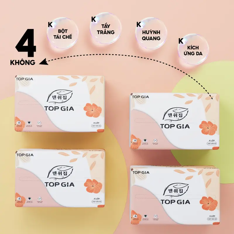 Ưu Đãi Giấy ăn rút Topgia thùng 16 gói Sắc Hạ cao cấp 240 tờ 4 lớp dập vân 4D dày dặn 2
