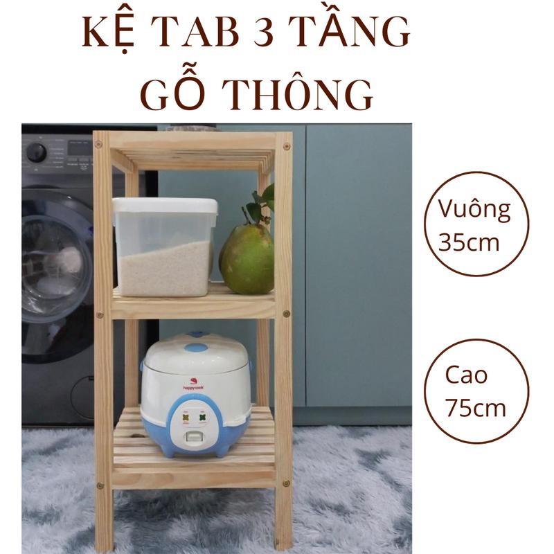 Kệ Tab 3 Tầng. Gỗ Thông, Kệ decor, giá sách, để đồ gọn gàng, lắp ráp dễ dàng Kitchen