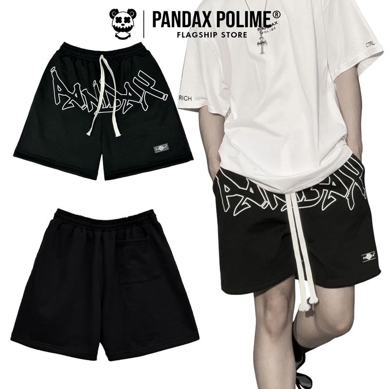 Quần short nỉ nam big size local brand Pandax signature ngắn lưng thun ống rộng cao cấp unisex big size ống rộng màu đen Ong Menswear