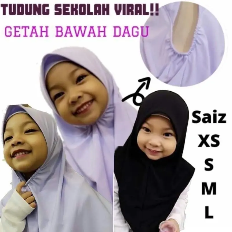 TUDUNG SEKOLAH BUDAK LYCRA PUTIH NILA