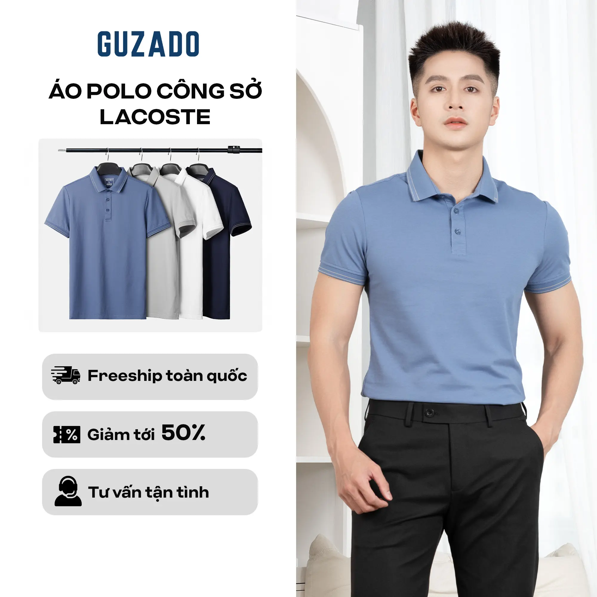 Áo Thun Có Cổ Guzado Áo Polo Vải Cotton Form Slim Fit Trẻ Trung Thanh Lịch MPL2514S