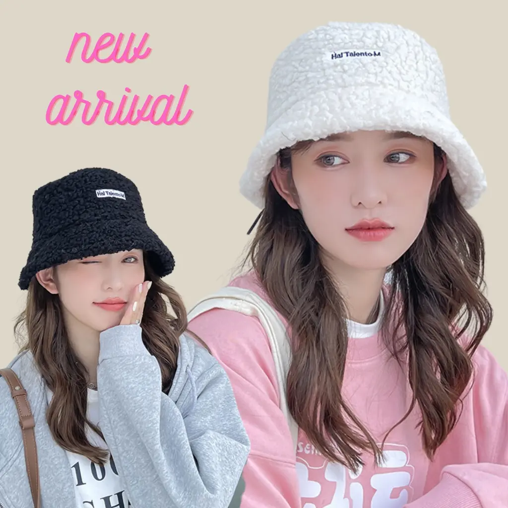 Mũ bucket lông cừu xù dễ thương Nón tai bèo vành cụp phong cách Hàn Quốc form unisex nhiều màu Hat Nữ