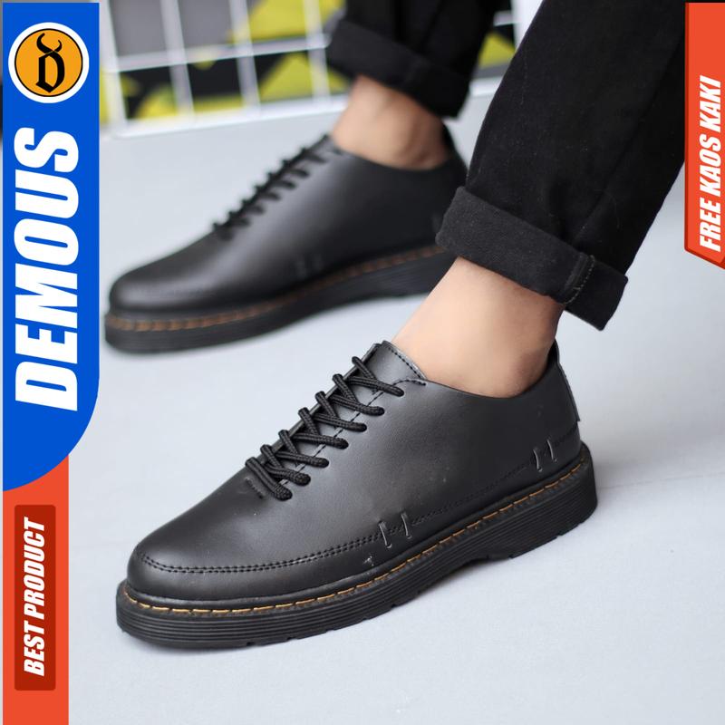 DEMOUS MINATO - Sepatu Formal Pantofel Docmart Hitam Pria Kerja Shoes 2