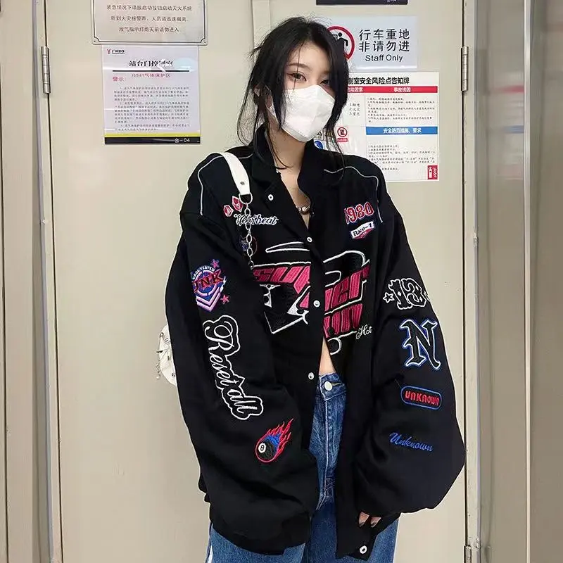 25OCLOCK - Jaket Balap Hitam Aesthetic Best Seller / Jaket Panjang Sablon Wanita