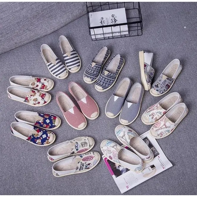 SH60 Sepatu Kanvas Wanita Flat Mix Pattern Women Flat Shoe 0