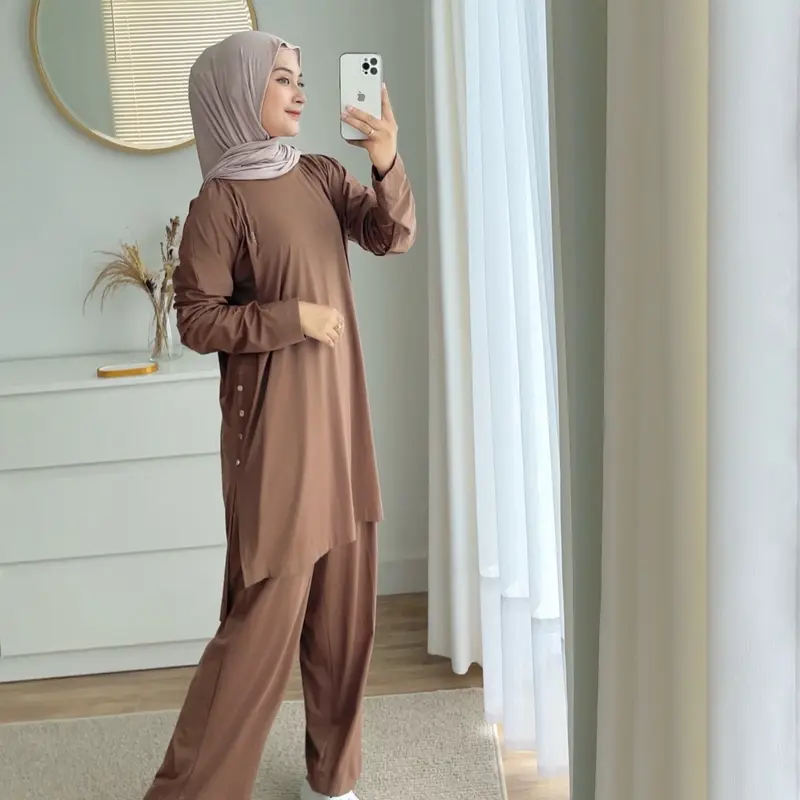 JENNA ONE SET SYARI by enchante • (Setelan Panjang/ Non Busui/ Oversize /Kaos Spandek Rayon) 6