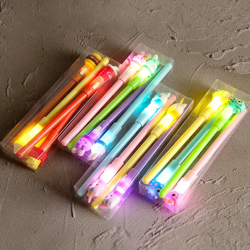 Popular Creative Glow Gel Pen Student Stationery Children Cartoon Shape Writing Signature Pen Office Supplies