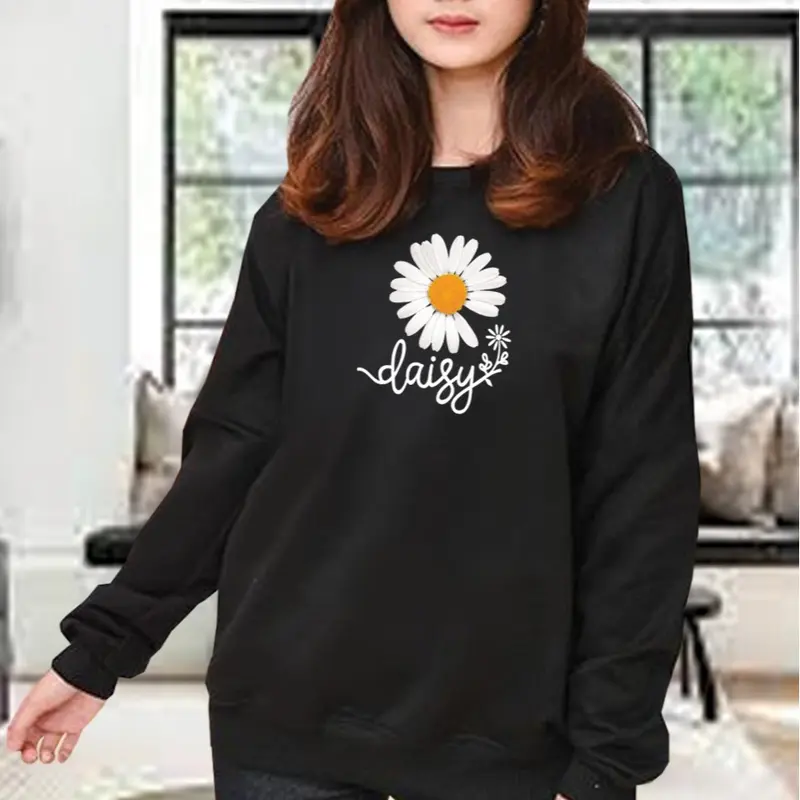 Kaos Wanita Lengan Panjang / Atasan Cewek  Babyterry Flowers Sablon 8