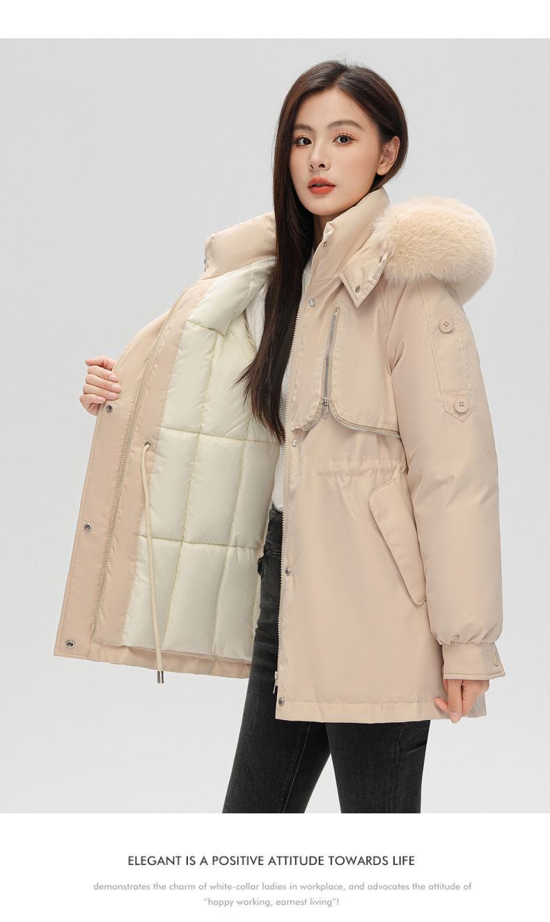 Product Introduction of Fashion Big Fur Collar down Cotton-Padded Jacket Women's Short 2023 New Winter Clothes Small Workwear Thickened Parka Cotton-Padded Jacket 18