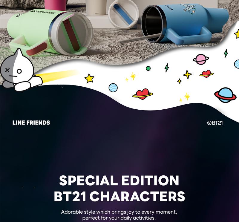 Product Introduction of Goto [COD] K-Joy X BT21 Tumbler Tahan Dingin Panas Botol Tempat Minum Aesthetic 1.2L 40