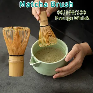 Vixplorn Matcha Whisk Bamboo Brush Green Tea Powder Chasen Tool/Chasen Bamboo 120 Prongs Whisk / Pengaduk Matcha Bambu