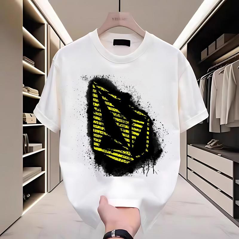 【Kaos Distro Pria】 Baju Kaos pria Yzef MC Kaos Hitam Geometris volo-cm /Baju Kaos Branded/Mirror Men's and women's t-shirts Pakaian Berkualitas kaos  Dasar Pria Kaos Santai Kaos Motif Nyaman Wanita Variasi Pendek Atasan Putih 2
