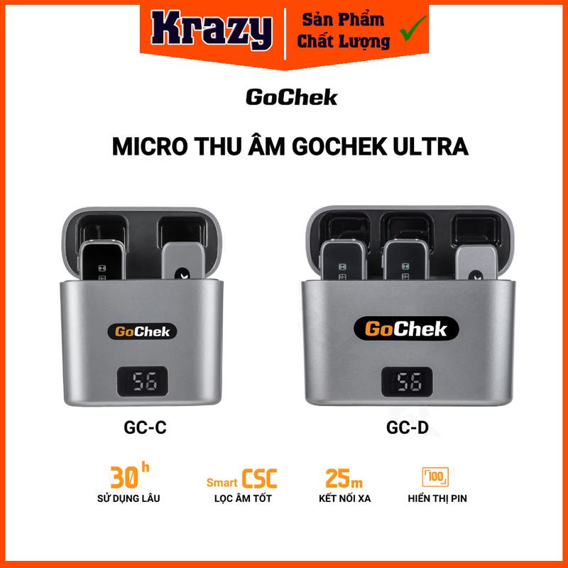 Micro Thu Âm Không Dây GoChek Kèm Dock Sạc - Mic Thu Âm Lọc Tạp Âm Khi Live/Quay Video/ Ghi Âm Cho Điện Thoại/Máy Tính
