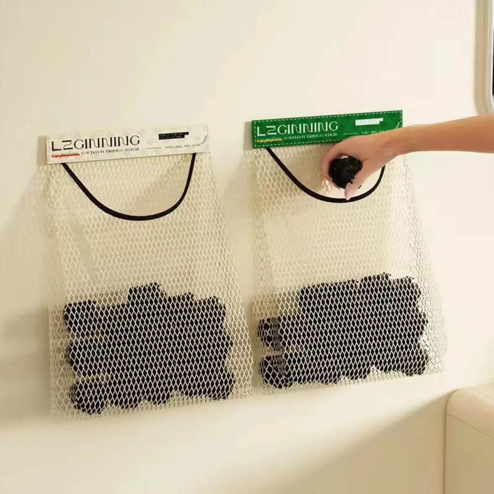 New Reusable Kitchen Hanging Mesh Bag Wall Mounted Polyester Fruit Vegetable Storage Net Bag Large Capacity Storage Bag