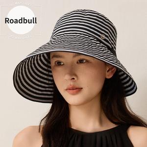 ROADBULL新しいしいストライプひょうひどい日焼けけけ止まりまりめ帽子,多用途折りたたみりたたみりたたみ夏用UVカットつば広フィッシャーマンハット