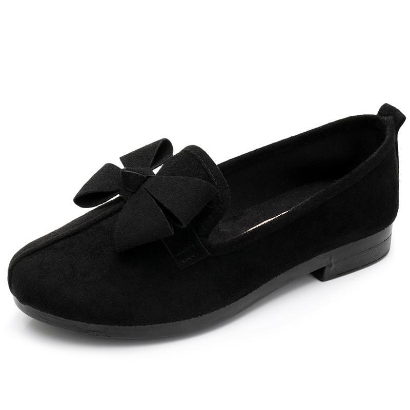 Spring Old Beijing Cloth Shoes Women's Shoes Black Work Shoes Bow Flat Gommino Women's Shoes Breathable Mom Shoes 6