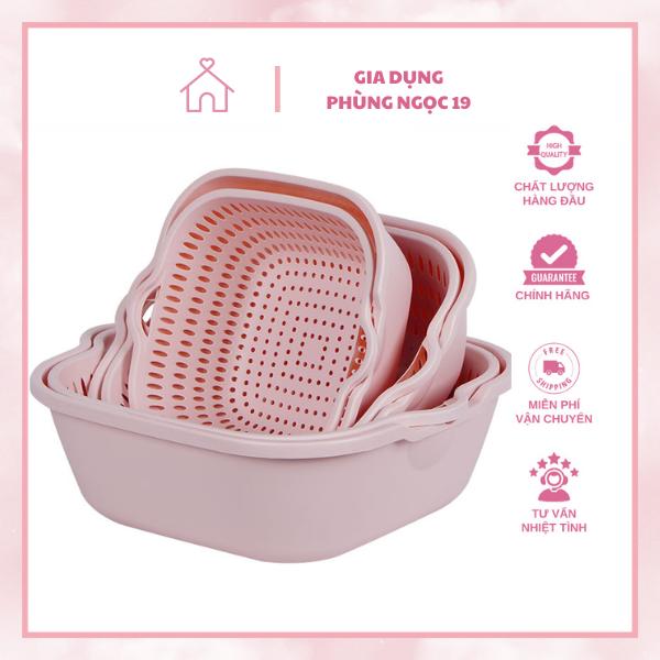 Bộ Rổ Chậu Ráo Nước 2 Lớp Tiện Lợi,Rổ Đựng Rau, Hoa Quả, Nhự - TikTok ...