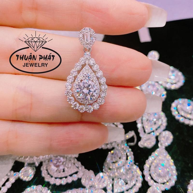 Phụ Kiện Mặt Dây Chuyền M090 Hình Giọt Nước Viên Chủ 7li Cz Đeo Cổ Sang Trọng Trang Sức Bạc Ý Xi Kim- Bạc Thuận Phát Women