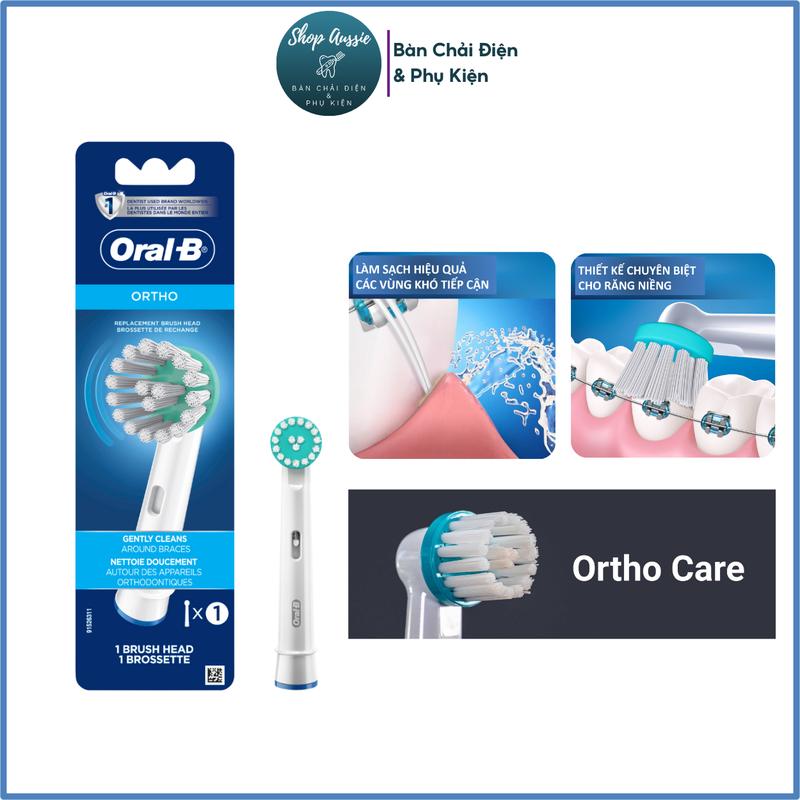 Đầu Bàn Chải Điện Răng Niềng Oral-B Ortho Care - Đầu Chải Thiết Kế Cho Răng Mắc Cài, Kết Hợp Interspace Làm Sạch Kẽ Răng Niềng