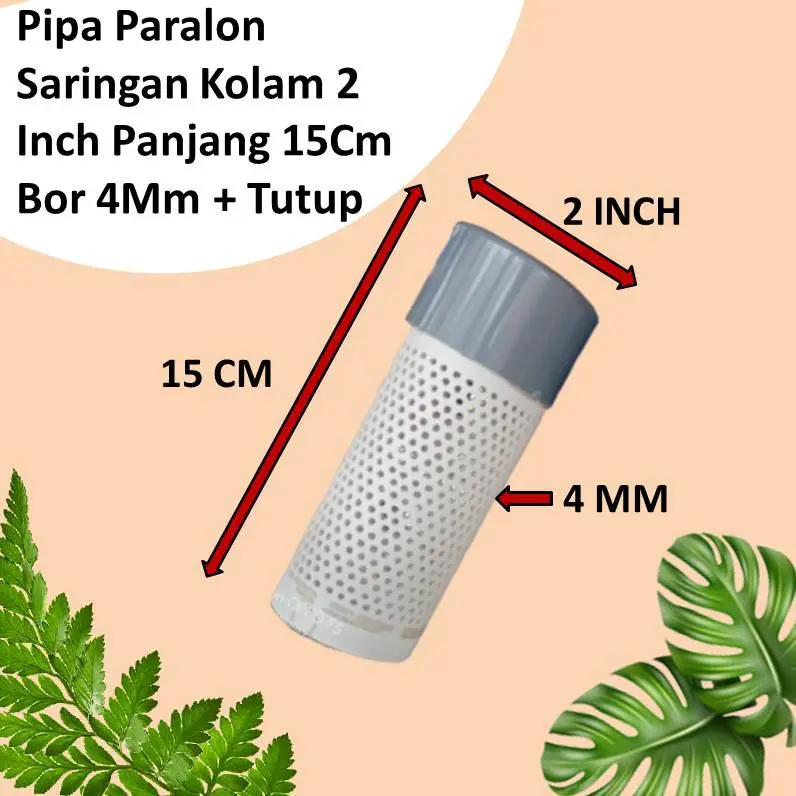 Pipa Kolam Saringan Kolam Paralon 2Inch Panjang 15Cm Bor 4Mm + Tutup 0